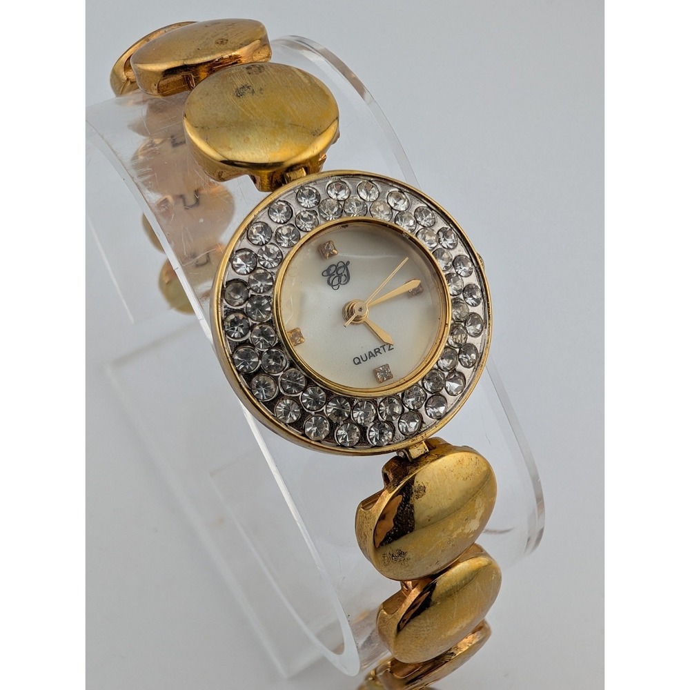 Vtg Elizabeth Taylor Watch Women 24mm Case Crystal Bezel 7.25"‎ Band- Working